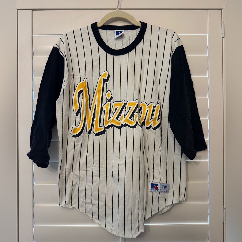 Vintage Pinstripe Missouri Tigers Baseball Tee